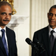 Attorney General Eric Holder with President Barack Obama while announcing his resignation Sept. 25, 2014, in Washington, D.C. The president said Holder will remain in office until a successor is nominated and confirmed.
Mark Wilson/Getty Images
